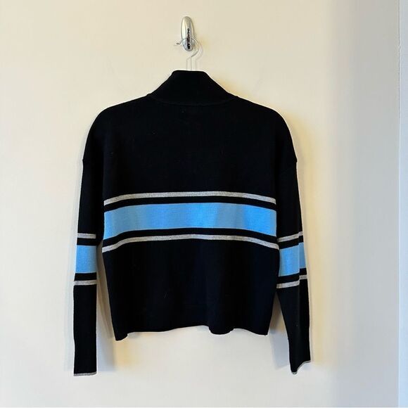 Bp (Nordstrom) Quarter Zip Mock Neck Sweater in Black & Blue (Size:Small) - Picture 3 of 7